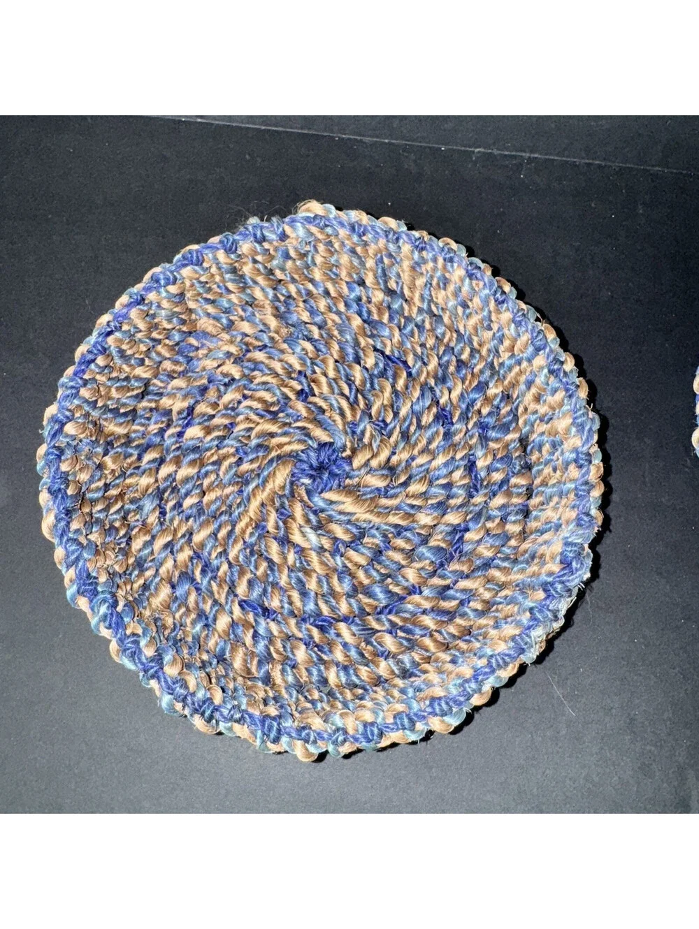 Vtg Hand Woven Basket Storage Trinket With Lid Native American Boho Chic 6.5”